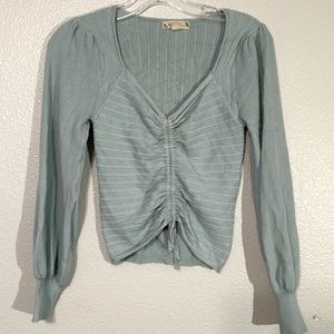 Girls(Teen)Medium LightGreen Shirt with Front Ruching and tie